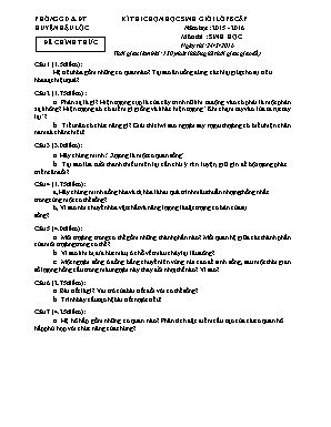 Đề thi chọn học sinh giỏi Lớp 8 cấp huyện Hậu Lộc môn Sinh học - Năm học 2015-2016